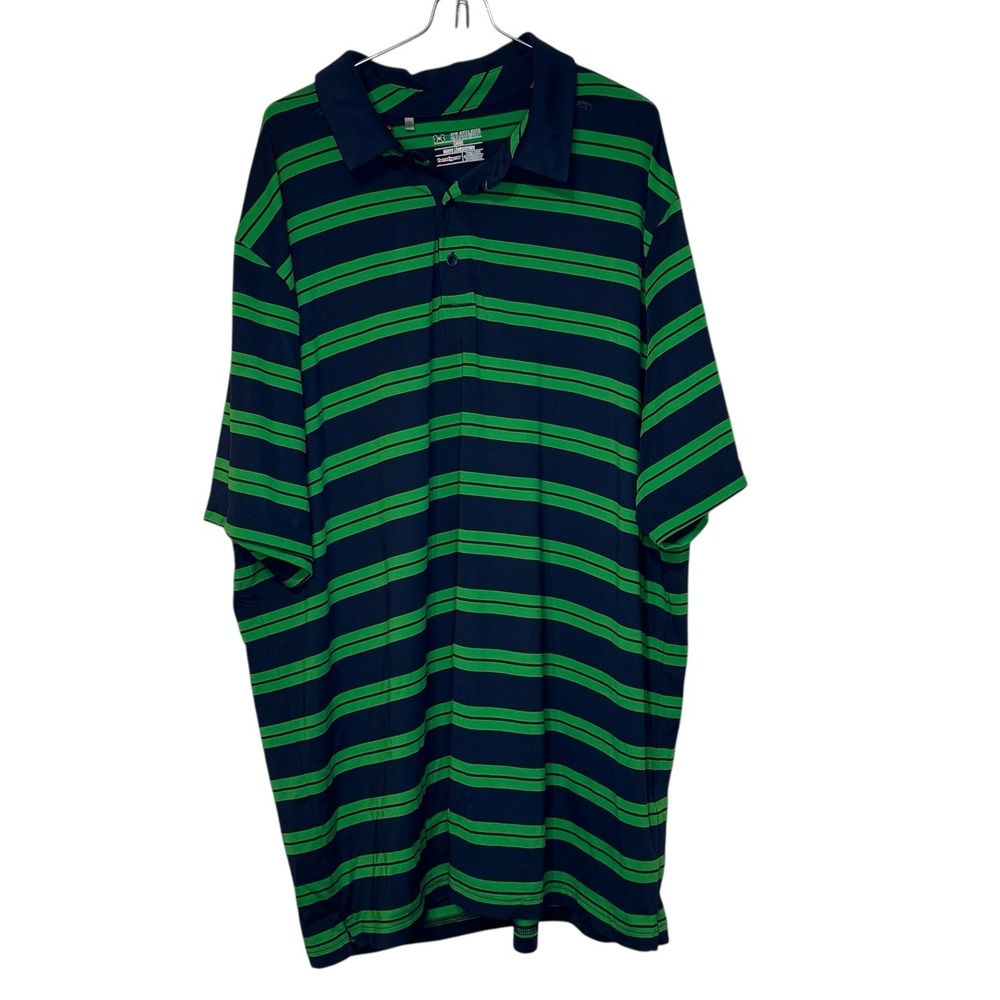 Under‎ Armour Men's Shirt Golf Polo Performance Striped Loose Pullover Green 3XL